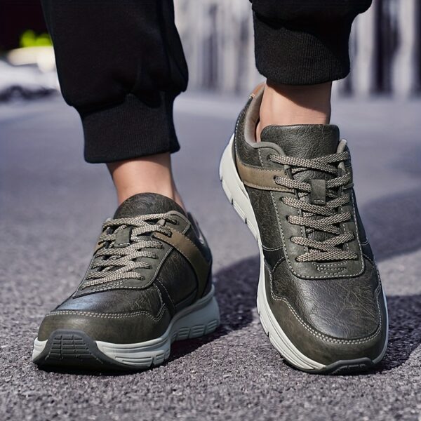 Men'S Plus Size Classic Color Block Casual Sneakers - Lightweight Low-Top Walking Shoes with MD Rubber Sole, EVA Cushion & Breathable Fabric Lining for All-Season Outdoor, Streetwear & Daily Wear, Outdoor Sneakers, Stylish Contrast Design, Comfortable Fit Shoes - Image 12