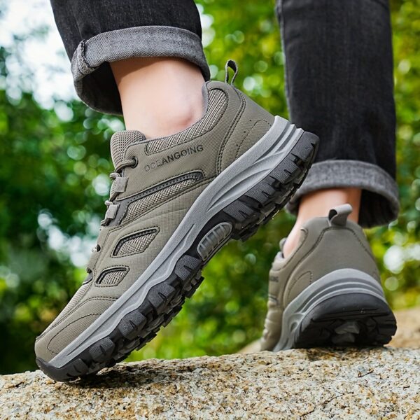 Men's All-Season Breathable Non-Slip Hiking Shoes, Comfortable Low-Top Lace-Up Sneakers with Rugged Tread for Outdoor & Casual Wear, Black, Sizes 7-14 - Image 10