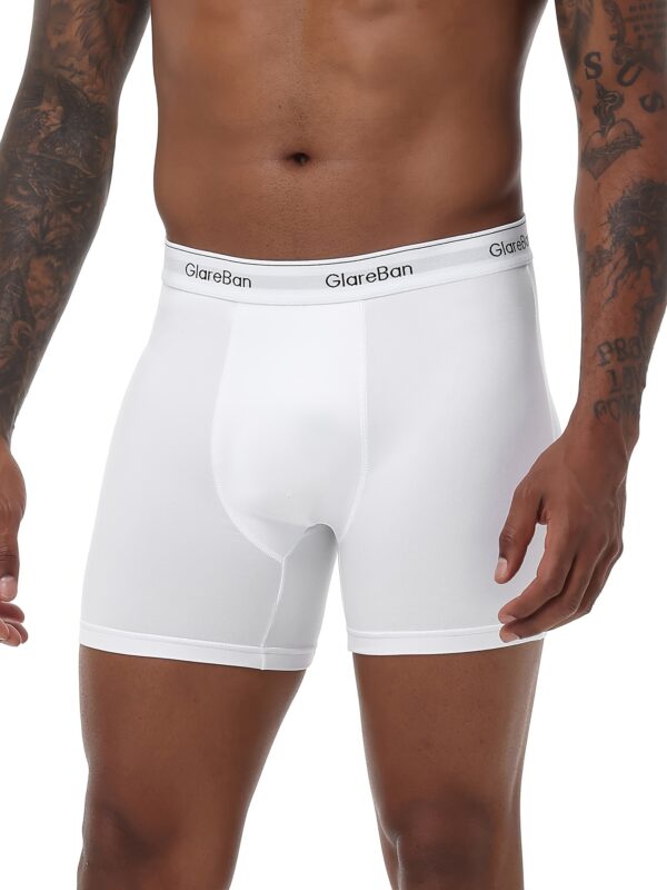 10pcs Men'S Mid-Long White Boxer Briefs - Comfortable Polyester Underwear for Casual Wear, Smooth Texture, Elastic Waistband with Logo, Briefs Pantie - Image 2
