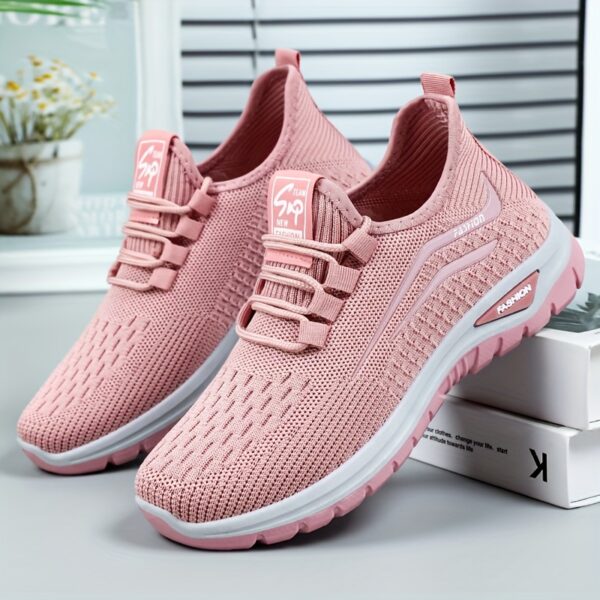 Women's casual sneakers, breathable knit upper, solid color design, versatile and simple style, suitable for running, fitness, hiking, all-season wear - Image 6