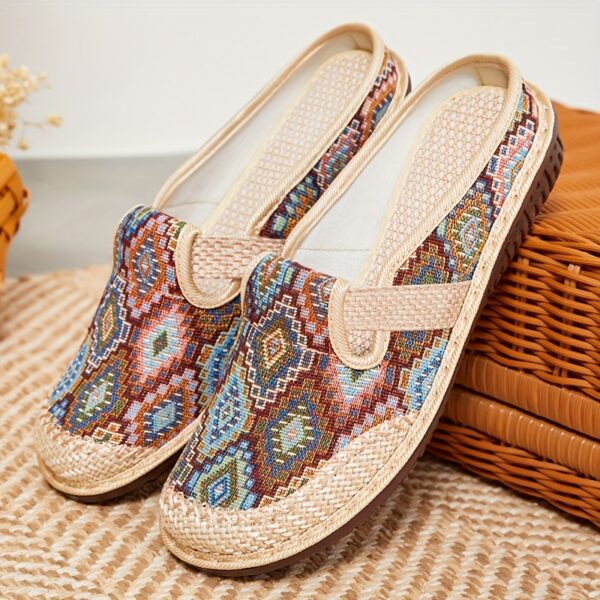 Women's Retro Plaid Slip-On Half Slippers - Soft Knit Fabric, Non-Slip PU Sole, Breathable Comfort for Indoor/Outdoor Use, Vibrant Spring Colors, Hand Washable - Image 6