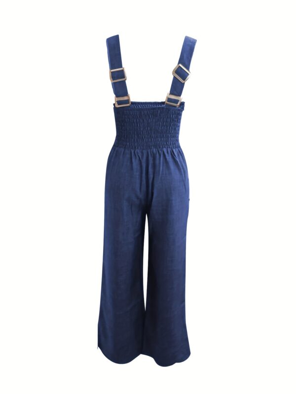 Women's Summer Fashion Wide Leg Pocket Design Sleeveless Spaghetti Strap Jumpsuit - Image 3