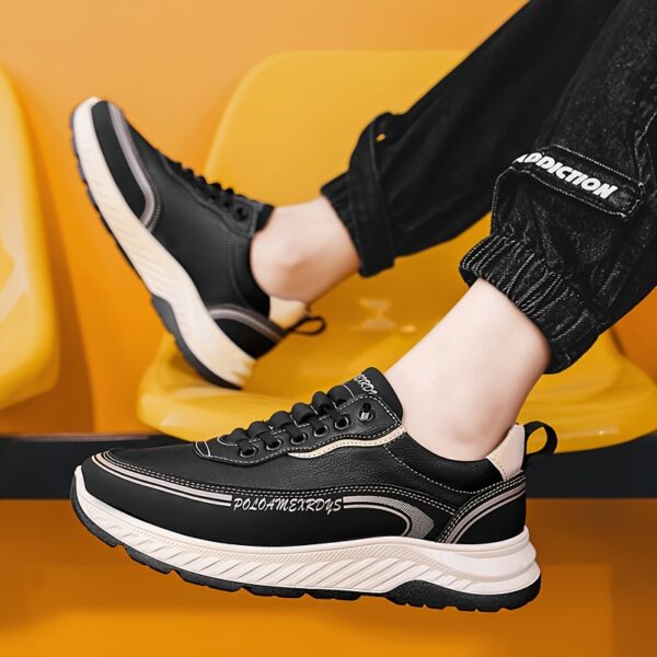 Men's Casual Sports Footwear - Breathable, Non-Slip Sole, All-Season Running Gear with Geometric Pattern, Autumn Winter - Image 9