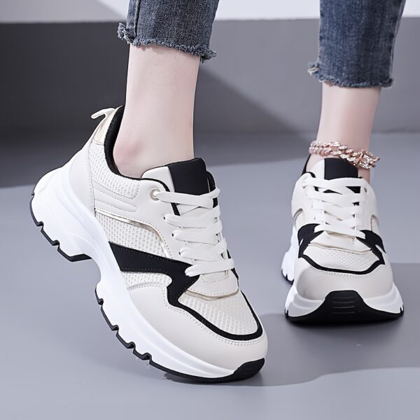 Women'S Spring Outdoor Running Shoes, All-Season Breathable Sneakers, Fashionable Thick Sole Comfort Sports Shoes with Motion-Control Support, Fabric Upper & Inner, TPU Sole, Man-Made Materials - Image 8