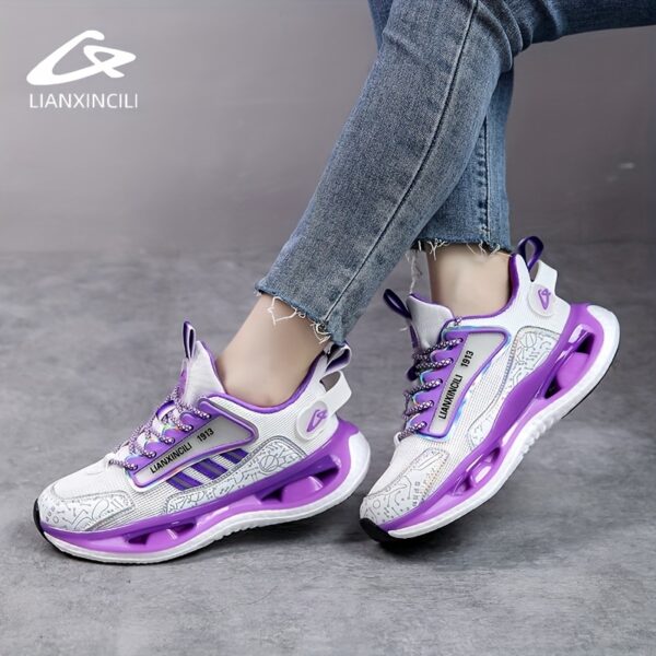 Women'S Stylish Purple and White Running Shoes - Lightweight, Breathable Mesh Upper, Soft Sole with Shock Absorption, Casual Athletic Sneakers for All Seasons, Casual Athletic Shoes | Modern Casual Shoes | Durable Athletic Footwear