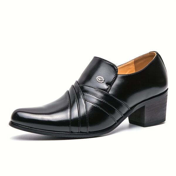 Men'S Formal Dress Shoes, Solid Color Low Top Pointed Toe, All-Season Slip-On Outdoor Footwear, Upper & Lining, Rubber Sole, Wedding Banquet Party Shoes - Image 5