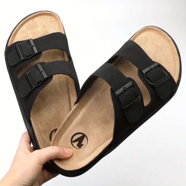 Men's Trendy Open Toe Breathable Slippers With Double Buckle Straps, Comfy Non Slip Casual Slides, Men's Summer Walking Shoes - Image 7