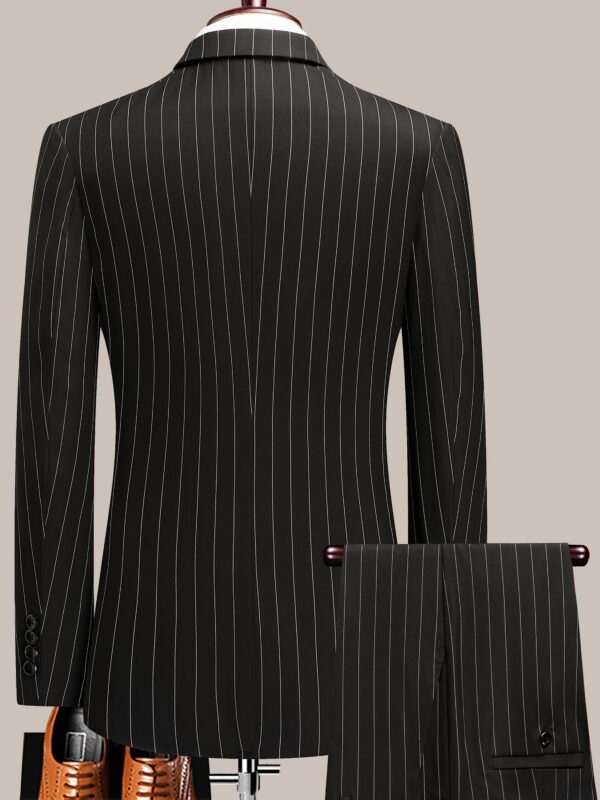 Men'S Striped Suit Set for Business Casual And Formal Events, Featuring a Lightweight Design Suitable for Spring And Autumn. The Two-Piece Suit Is Durable, Wrinkle-Resistant, And Does Not Adhere to Hair, with a Double Button Closure. - Image 5