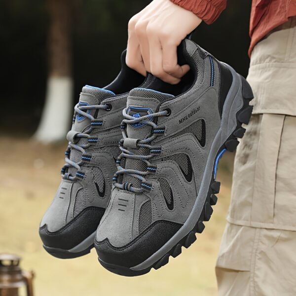 Men's Outdoor Hiking & Running Shoes - Breathable Low-Top Trekking Shoes with Non-Slip PVC Sole, All-Season Lightweight Design for Trail Running, Camping & Urban Adventures - Black, Hiking Gear, Adventure Footwear, Sporty Style, Durable Construction, Versatile Footwear, Fitness Lovers - Image 5