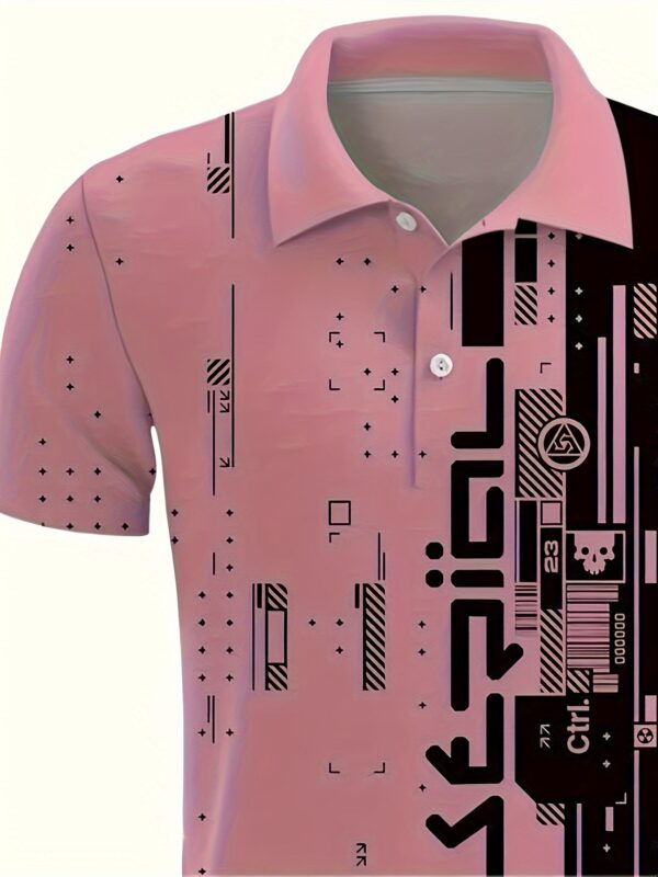 Men's Colorblock Pattern Print Short Sleeve Golf T-shirt For Summer - Image 8