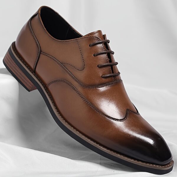 Men's Shoes Summer Formal Casual Commuter Oversized Genuine Leather Oxford Shoes British Business Casual Men's Handmade True Genuine Leather Waxed Brown Groom Wedding Shoes, One Pair per Pack Suitable for 4 Seasons and 365 Days of Use in 10 Festivals - Image 2
