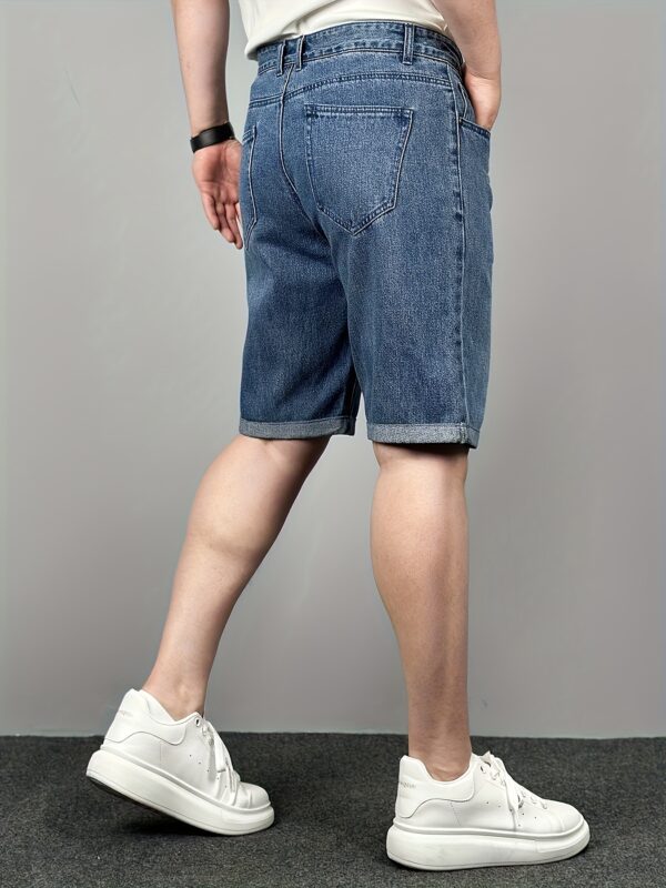 Men'S Summer Straight-Leg Denim Shorts - Slim Fit, Light Wash, Casual Style, Comfortable & Stylish for Casual Attire, Jeans Shorts - Image 5