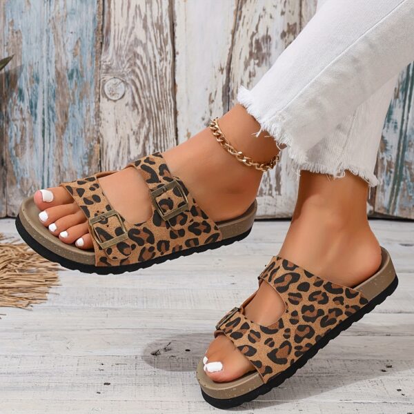 Ultra-Light Thickened Flat Soft Sole Beach Outdoor Home Slippers with Leopard Print - Image 2
