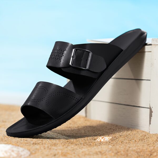 COMFIDAILY Men's Slip-On Sandals - Lightweight Quick-Dry Beach Shoes with Non-Slip PU Sole, Slip-On Bathroom Slides for Pool, Home, Travel - All-Season Indoor/Outdoor House Shoes (Men), Wide Width Sandals, Casual Footwear, Crisscross Strap Design, Shoes - Image 5