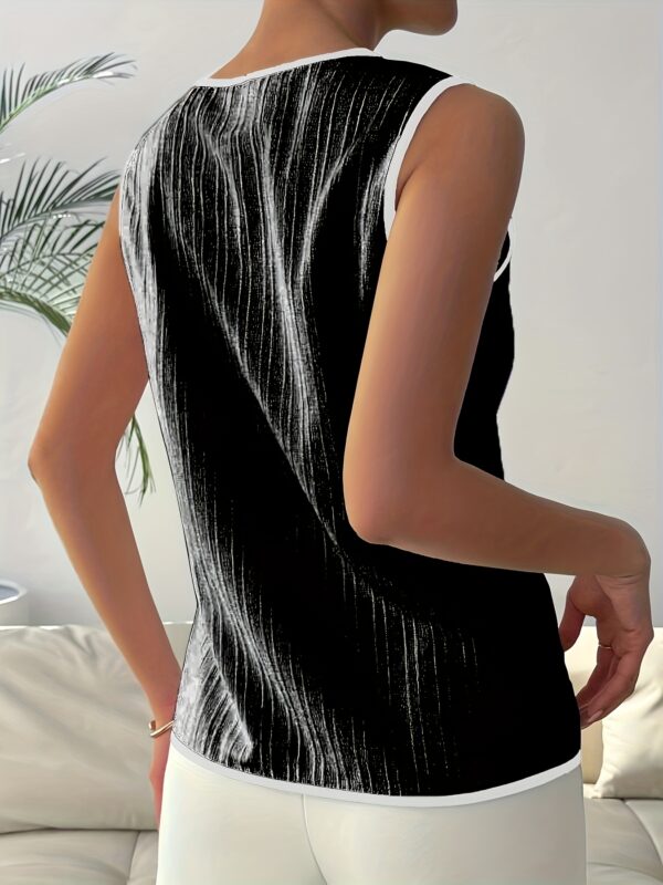 Raffinéa Women'S Sleeveless V-Neck Blouse with Black Trim - Elegant White Polyester Shirt for Summer, Chic Collar Design, Perfect for Casual or Dressy Outfits, Ladies Blouses - Image 12