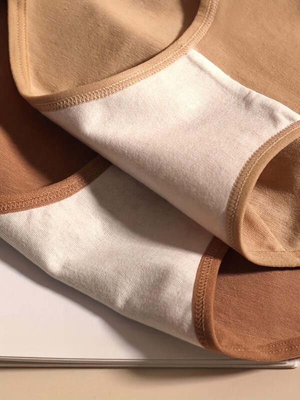 4-Pack Women's Cotton Briefs - Soft Stretch Underwear with 95% Cotton & 5% Spandex, Minimalist Solid Color Panties (Beige/Beige/Beige/Brown) - Breathable Everyday Comfort for Casual & Wear - Image 6