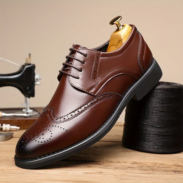 JIT2025 Men'S Versatile Dress Shoes - Black Brogue Oxford with Lace-Up Closure, Rubber Sole, and Faux Insole for Business, Weddings, and Formal Events, Formal Footwear | Elegant Footwear | Durable Footwear - Image 9
