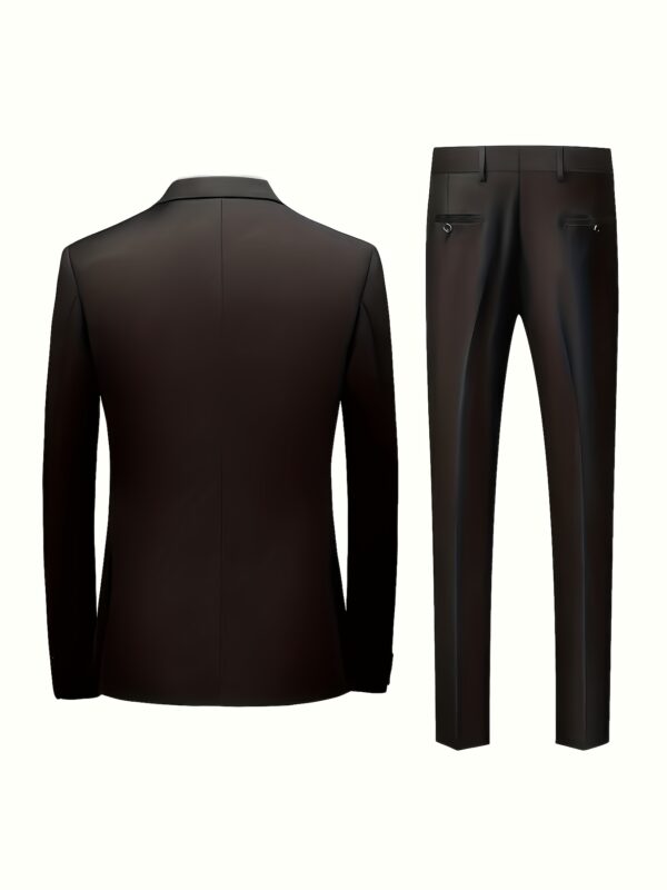 Men'S Casual Suit Set - Black Blazer, Matching Pants, Non-Stretch Fabric, Regular Fit, Button-Up, Ideal for Work, Spring/Summer - Image 7