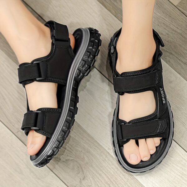 Men's Solid Color Open Toe Breathable Sandals, Comfy Non Slip Casual Durable Beach Water Shoes For Men's Outdoor Activities - Image 7
