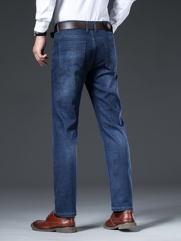 Men'S Premium Thick Straight-Leg Jeans for All Seasons - Image 3