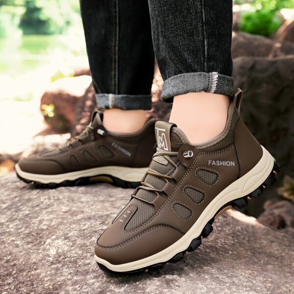 Men's New Season Running Footwear - Casual Athletic Sneakers, Brown with White Accents, Comfortable Soft Sole - Image 6