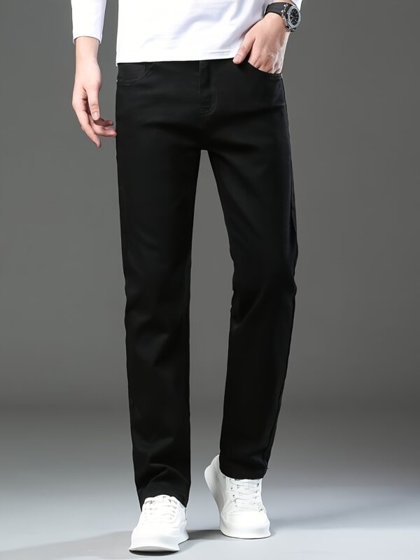 Men'S Black Straight-Leg Business Jeans