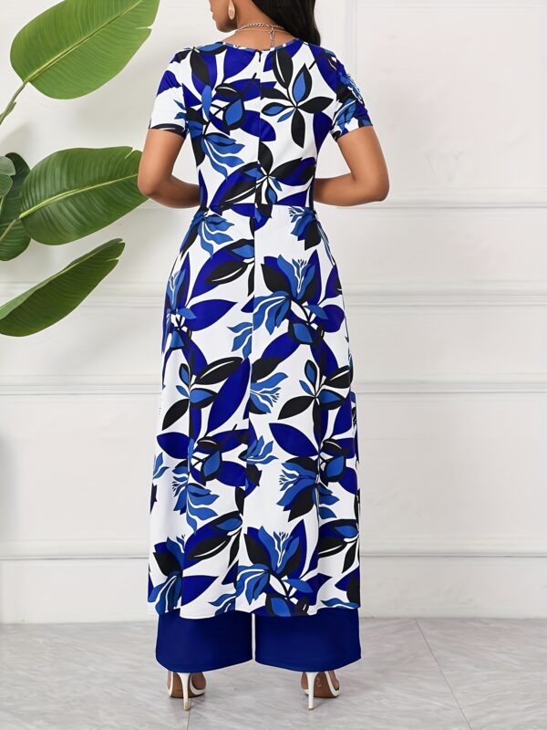 Elegant Floral Print Jumpsuit with Zipper Detail - Sleeveless, Short, Blue & White, Perfect for Spring/Summer Parties, Festivals, and Casual Attire, Casual Attire|Floral Print Jumpsuit|Zipper Detail - Image 7
