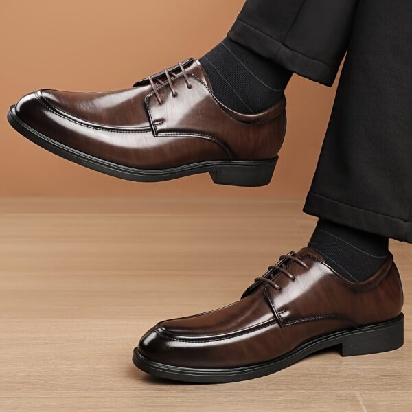 Business Formal Classic English Style Oxford Shoes, Pointed Brown Lace-up Derby Shoes, Suitable for Weddings, Parties or Black Tie Occasions 23678 - Image 7