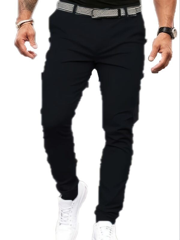 Men'S Slim-Fit Stretch Denim Casual Pants - Raw Detailing, Dark Blue, Comfortable & Stylish for Casual Attire, All-Season Jeans|Slim Fit Pants|Stylish Casualwear - Image 7
