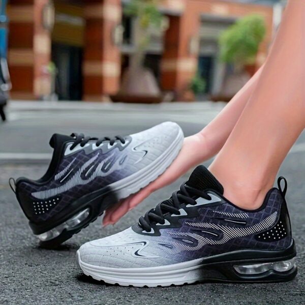 Women's Sporty Running Shoes, Ombre Color Lace-up Casual Sneakers With Air Cushion, Non-slip Breathable Mesh Walking Shoes - Image 3