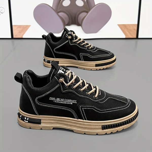 Men's Breathable Low-Top Sneakers - Versatile Lace-Up Shoes for Skateboarding, Work & Casual Wear, All-Season Comfort - Image 2