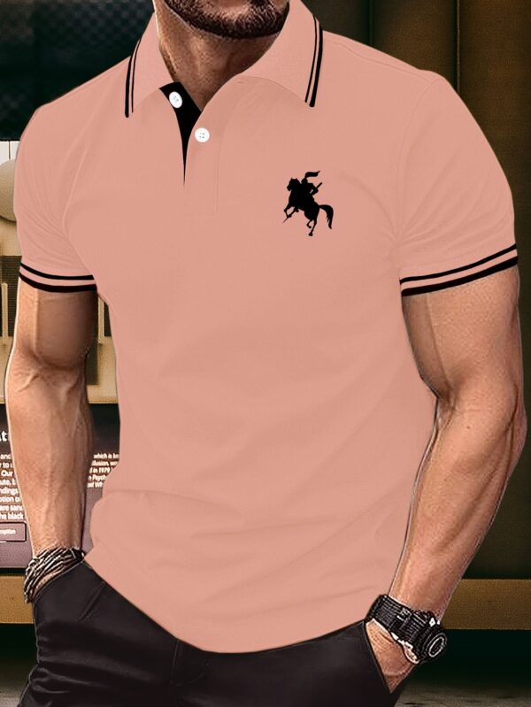 Men'S Light Pink Polo Shirt - Short Sleeve, Regular Fit, Button-Up with Chest Pocket, Summer Work Uniform for Office or Casual Wear, Casual Workwear | Classic Polo Design | Durable Fabri