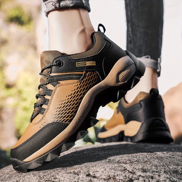 Men'S Breathable Hiking Shoes - Lightweight, Non-Slip Sole, Durable for Outdoor Trekking and Trail Running, Black Mesh Upper with Faux Cover Sole, Lace-Up Closure, EVA Cushioned Sole, Trail Running Shoes | Sleek Hiking Footwear | Durable EVA Sole - Image 9