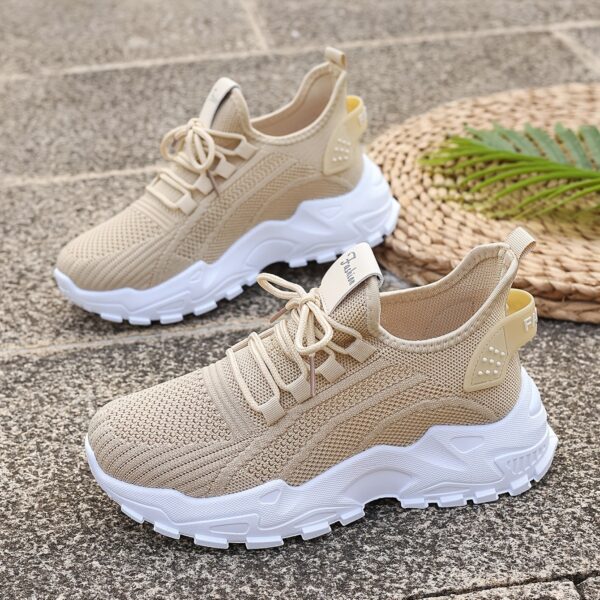 SIGUJK Women's Breathable Knit Sneakers - Lightweight Casual Walking Shoes with Cushioned PU Sole, White Low-Top Lace-Up Design for All-Season Outdoor Comfort, Shoes Sneakers, Sleek Sporty Design, Microfiber Construction, Everyday Footwear, Durable Footwear, Daily Commuters - Image 19