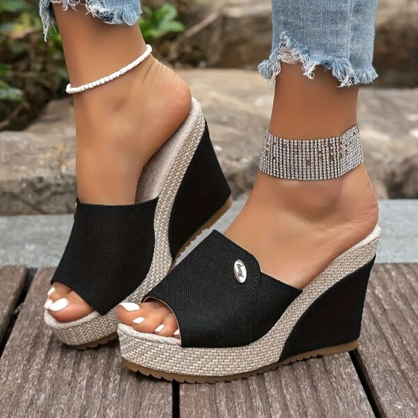 Stylish Women's Summer Slippers, Casual Versatile Thick-Heel Wedge Slides, Solid Color Indoor & Outdoor Slip-Ons for All Occasions - Perfect for 68 Festivals - Image 3