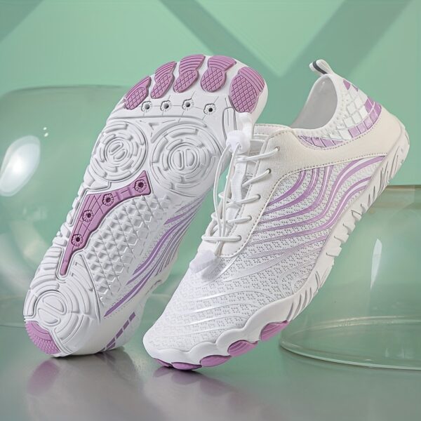 Women'S Lightweight, Breathable Striped Fabric Sneakers - Quick-Dry, All-Season Indoor/Outdoor Sports Shoes with Rubber Base and Fabric Insole for Running, Hiking, and Cycling, Casual Athletic Shoes | Stylish Athletic Shoes | Durable Athletic Shoes - Image 2