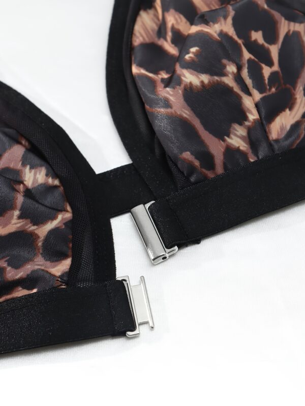 5pcs Leopard Print Seamless Bralettes for Women - Comfortable, Breathable, No-Wire Push-Up Bras with Front Closure - Image 3