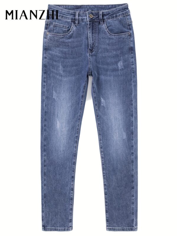 MIANZHI Men's Lightweight Summer Jeans - Casual Straight Leg Denim Pants, Mid-Rise, Loose Fit, Breathable Cotton Blend, Light Blue with Patch Detail, Perfect for Business or Casual Outings, Versatile Denim | Trendy Men's Jeans | Durable Denim, to Cotton - Image 5