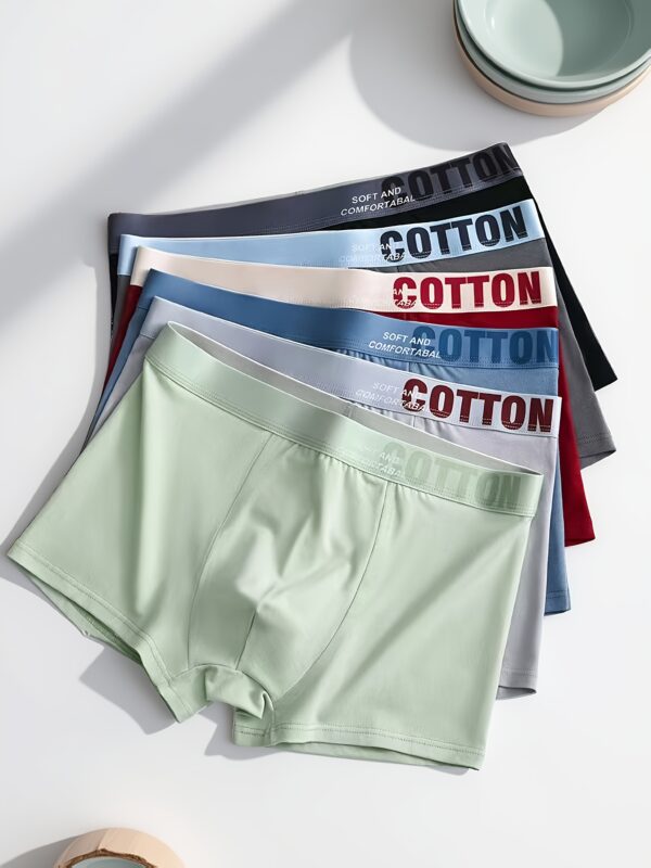 6pcs Men'S Cotton Boxer Briefs - Soft, Comfortable, Breathable, Medium Stretch, Solid Color, Ideal for Active Teens and Adults, Comfortable Clothing | Minimalist Design | Stretchable Fabric