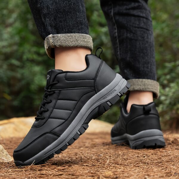 Men's Low-Top All-Season Hiking Sneakers, Black with Gray Accents, Non-Slip Durable Outdoor Sneakers for Men, Lightweight & Breathable for Hiking, Camping, and Casual Wear - Image 8