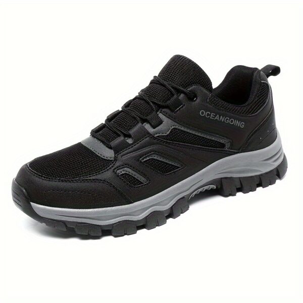 Men's All-Season Breathable Non-Slip Hiking Shoes, Comfortable Low-Top Lace-Up Sneakers with Rugged Tread for Outdoor & Casual Wear, Black, Sizes 7-14 - Image 11