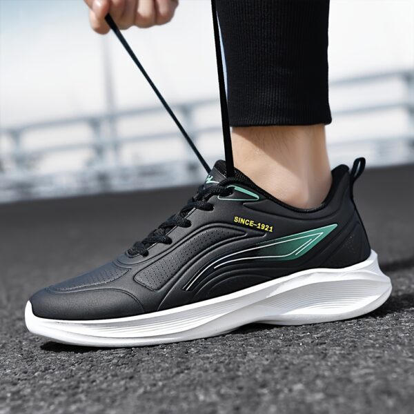 [1pair Water-Resistant Men'S Sneakers] Men'S Fashion Sneakers, Water-Resistant Synthetic Low-Top Running Shoes, Lace-Up Casual Sports Footwear, with Fabric Insole and MD Sole, for Daily Wear - Image 6