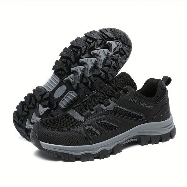 Men'S Breathable Low-Top Hiking Sneakers - Lightweight PU & Mesh Upper, Durable TPR Sole, Lace-Up Closure, All-Season Outdoor & Casual Shoes in Sizes 39-48 (Black), Hiking Boots, Trail Running Shoes, Sporty Hightops, Cushioned Support - Image 9