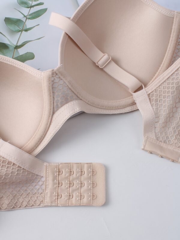 4pcs Women'S Minimalist Mesh Bralette Set - High Support, Push-Up Style, Non-Removable Padding, Underwire for Mature Women, Beige, Red, Black, White, Adult Fashion Bra | Minimalist Design | Comfortable Fit - Image 6