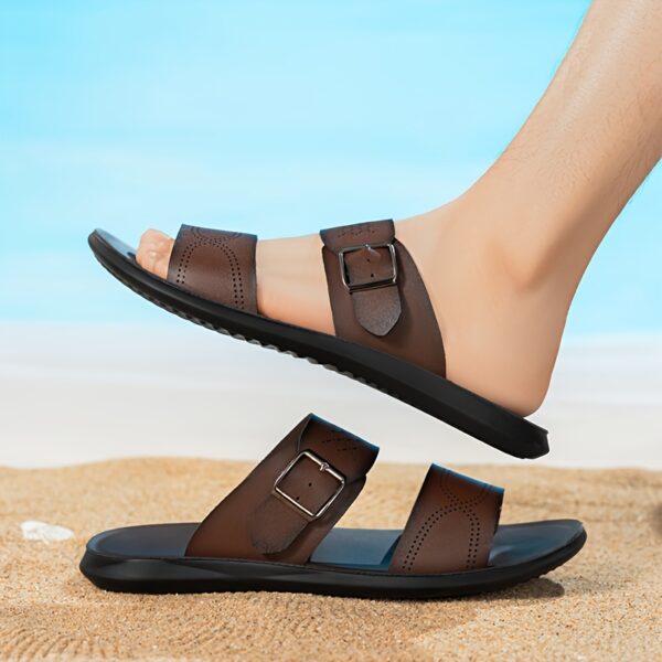 COMFIDAILY Men's Slip-On Sandals - Lightweight Quick-Dry Beach Shoes with Non-Slip PU Sole, Slip-On Bathroom Slides for Pool, Home, Travel - All-Season Indoor/Outdoor House Shoes (Men), Wide Width Sandals, Casual Footwear, Crisscross Strap Design, Shoes - Image 9