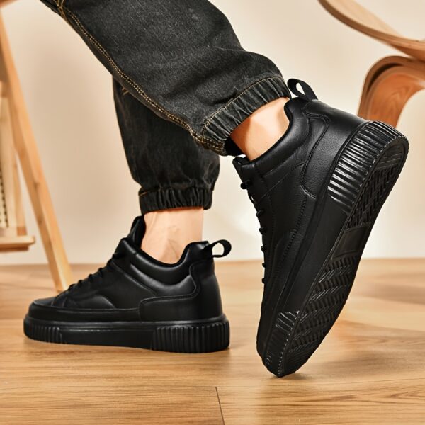 Men's Trendy Solid High Top Skate Shoes, Comfy Non Slip Casual Lace Up Sneakers For Men's Outdoor Activities - Image 4
