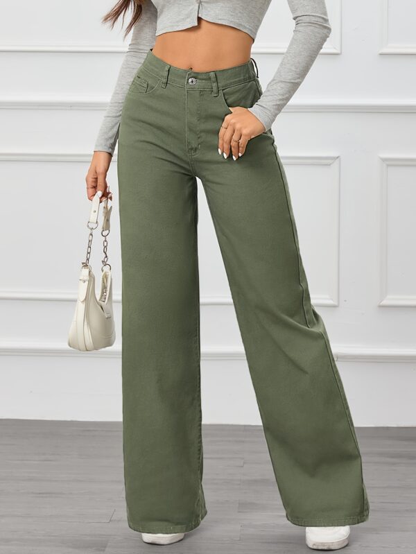 High Waist Relaxed Fit Wide Leg Jeans for Women, Street Style, Machine Washable, Long Length, Four Seasons - Image 3