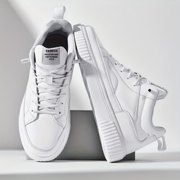 Men's Trendy Solid High Top Skate Shoes, Comfy Non Slip Casual Lace Up Sneakers For Men's Outdoor Activities - Image 7