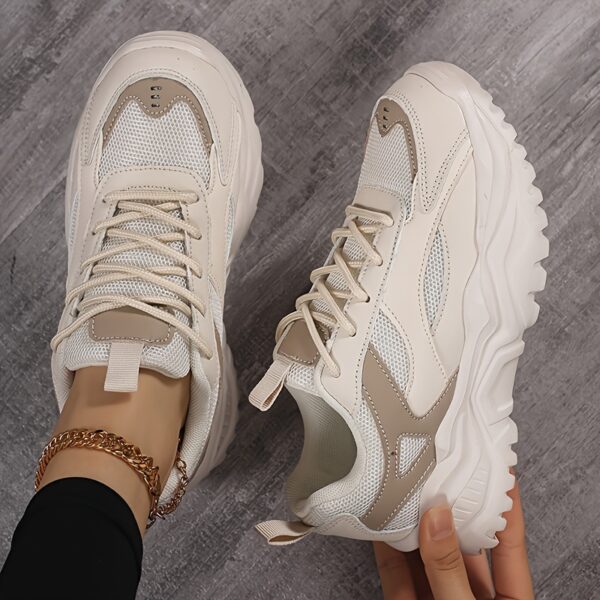 Women'S Lightweight & Breathable Sneakers - Versatile Lace-Up Low Top Design with Mesh & Microfiber Upper, EVA Sole, All-Season Comfort for Running & Casual Wear, Stylish Neutral Appearance, Allseason Sneakers|Neutral Style Sneakers|Eva Sole Sneakers - Image 5