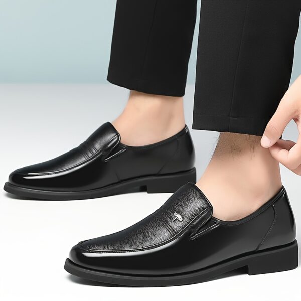 Genuine Leather Men's Breathable Business Formal Casual Shoes, Slip-Resistant Durable Large Size Slip-On Pointed Toe British Groom Wedding Shoes - Image 9